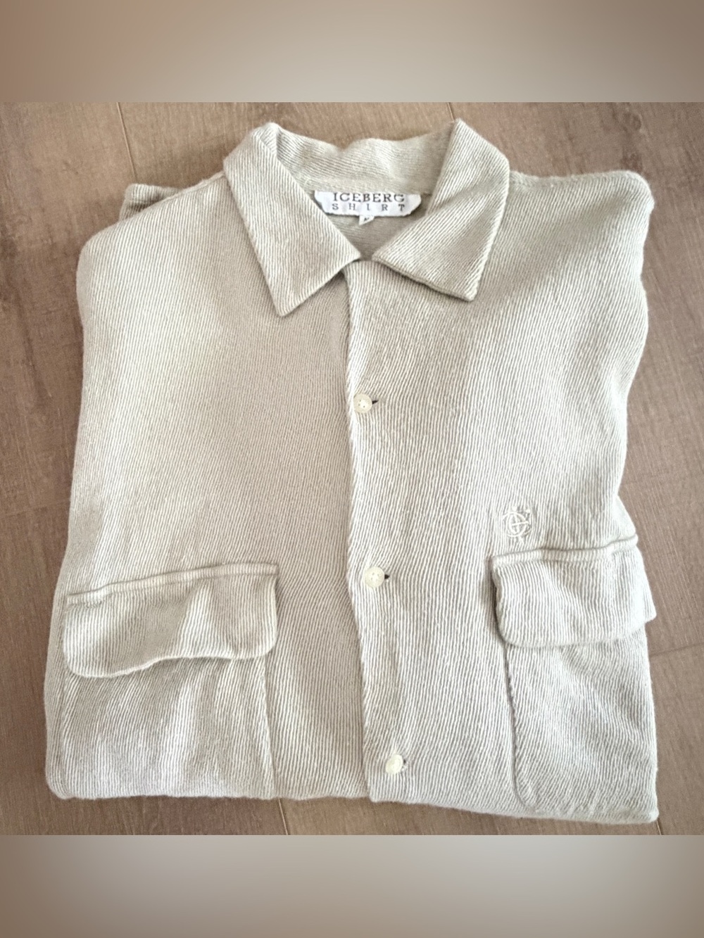 Iceberg Silk Button Down Shirt Men’s Medium Casual‎ Light Green